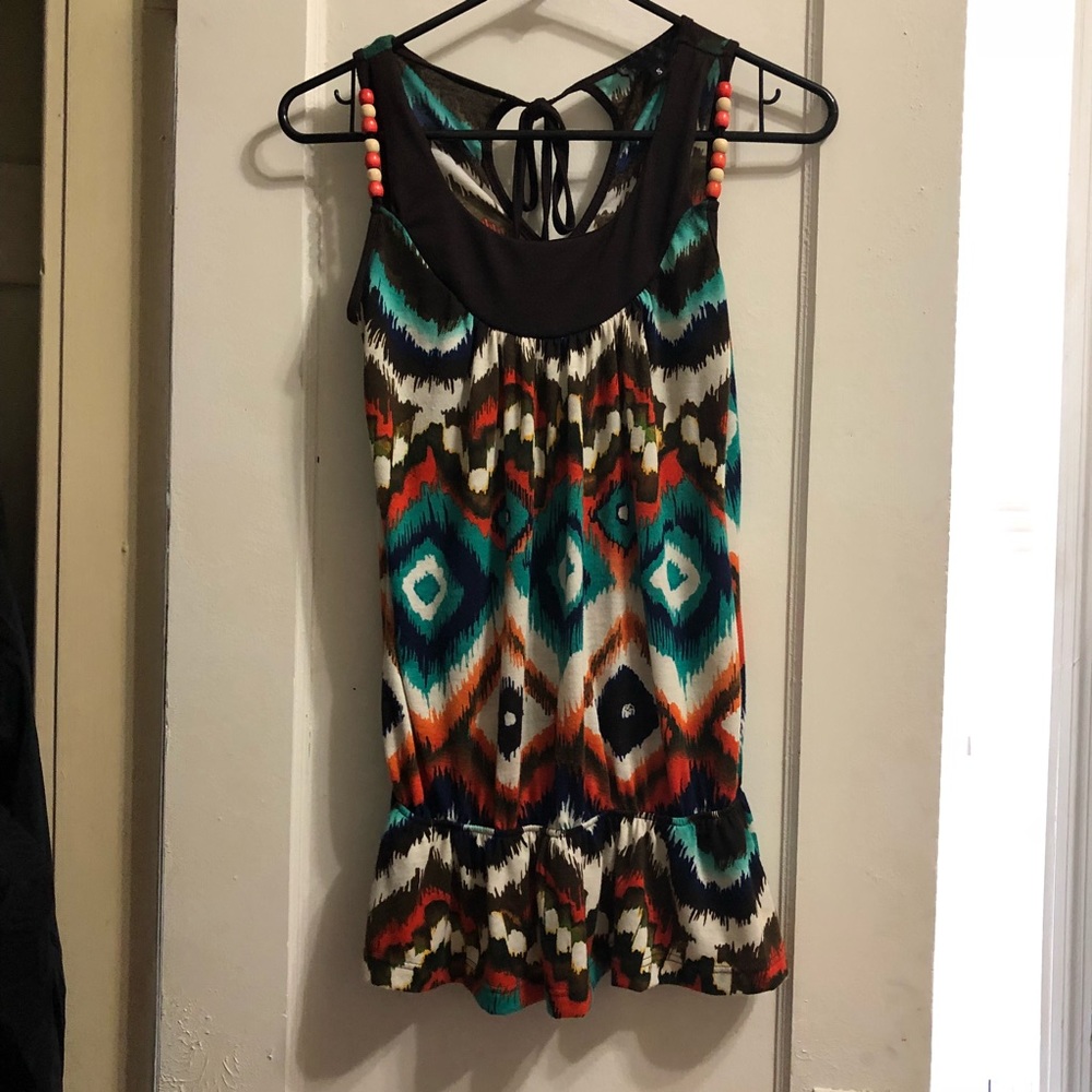 Colorful print tribal top